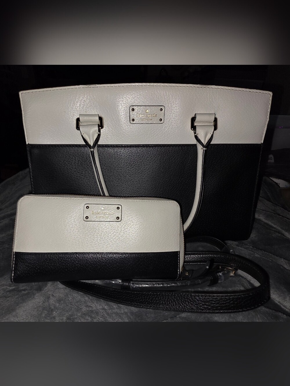 Kate Spade New York Color Block Leather Satchel And Matching Wallet - EUC